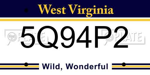 5Q94P2 West Virginia License Plate