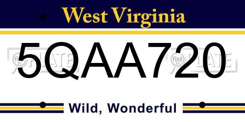 5QAA720 West Virginia License Plate