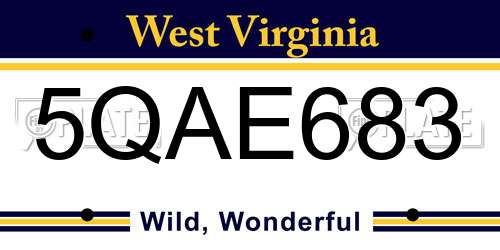 5QAE683 West Virginia License Plate