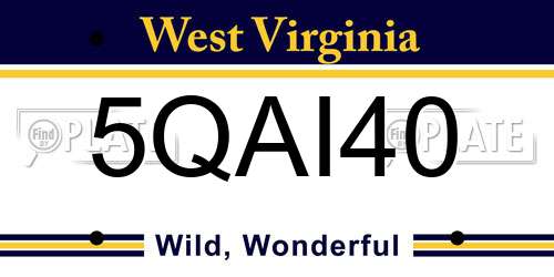 5QAI40 West Virginia License Plate
