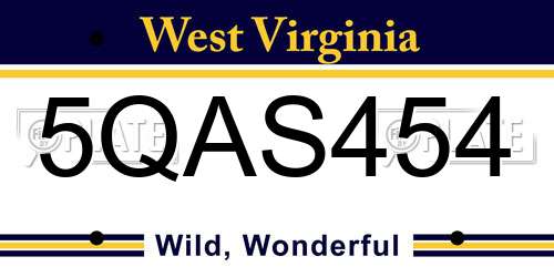 5QAS454 West Virginia License Plate