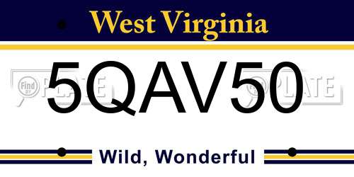 5QAV50 West Virginia License Plate