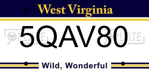 5QAV80 West Virginia License Plate