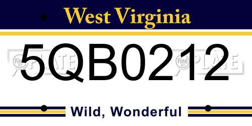 5QB0212 West Virginia License Plate