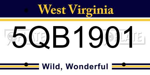 5QB1901 West Virginia License Plate