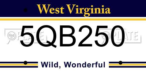 5QB250 West Virginia License Plate