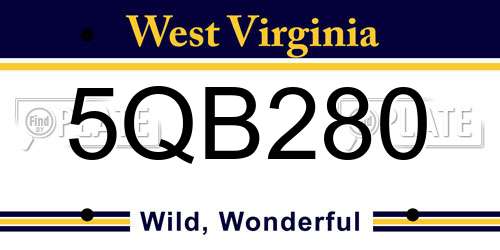 5QB280 West Virginia License Plate