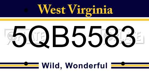 5QB5583 West Virginia License Plate