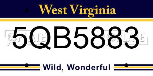5QB5883 West Virginia License Plate
