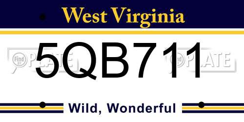 5QB711 West Virginia License Plate