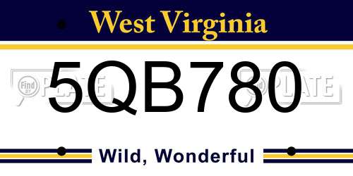 5QB780 West Virginia License Plate