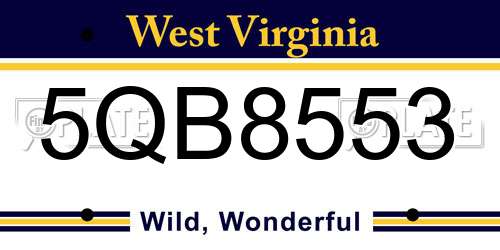 5QB8553 West Virginia License Plate