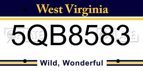 5QB8583 West Virginia License Plate