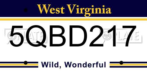 5QBD217 West Virginia License Plate