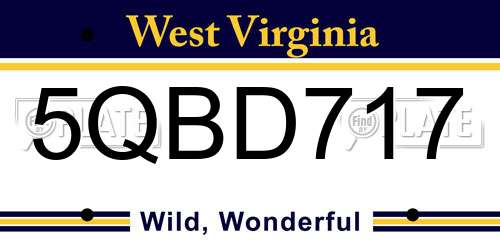 5QBD717 West Virginia License Plate