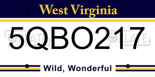 5QBO217 West Virginia License Plate
