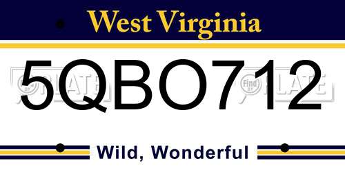 5QBO712 West Virginia License Plate