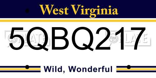 5QBQ217 West Virginia License Plate
