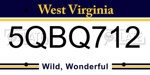 5QBQ712 West Virginia License Plate
