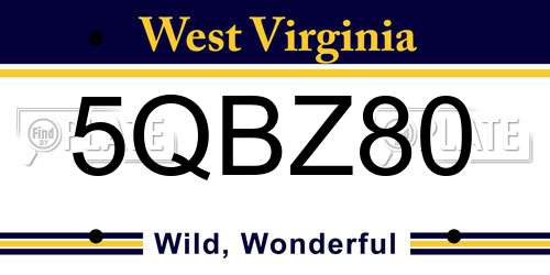 5QBZ80 West Virginia License Plate