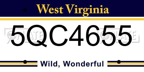5QC4655 West Virginia License Plate