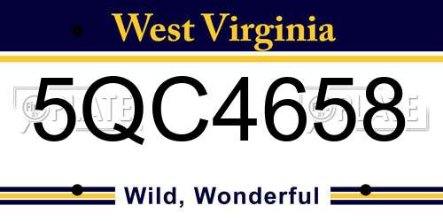 5QC4658 West Virginia License Plate