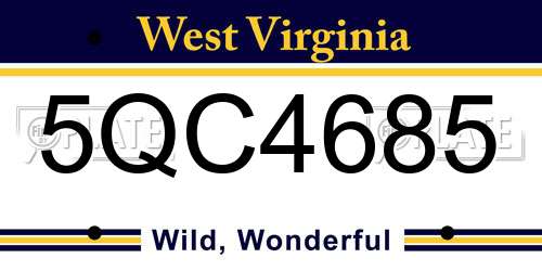 5QC4685 West Virginia License Plate