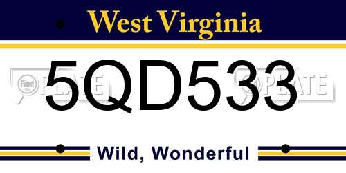 5QD533 West Virginia License Plate