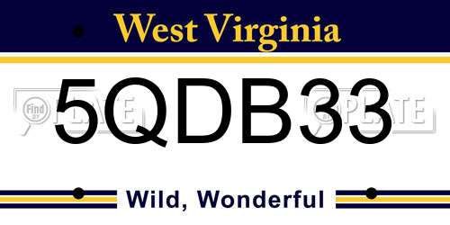 5QDB33 West Virginia License Plate