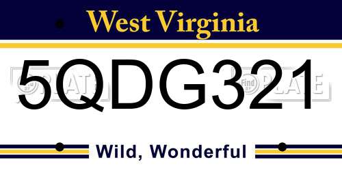 5QDG321 West Virginia License Plate