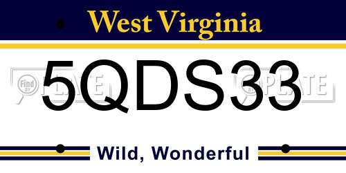 5QDS33 West Virginia License Plate