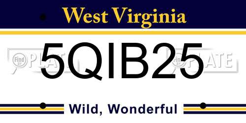 5QIB25 West Virginia License Plate