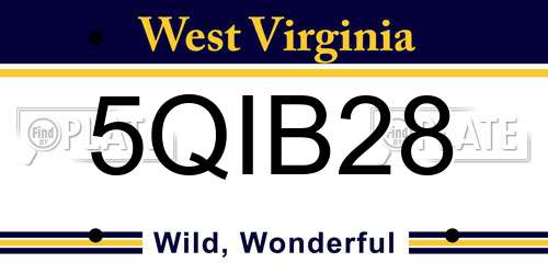 5QIB28 West Virginia License Plate