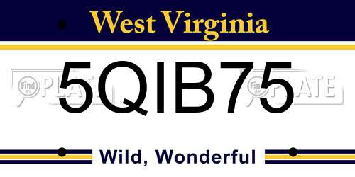 5QIB75 West Virginia License Plate