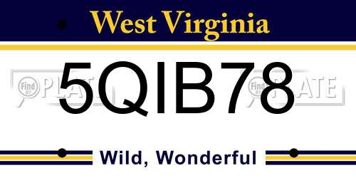 5QIB78 West Virginia License Plate