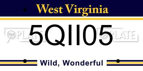 5QII05 West Virginia License Plate