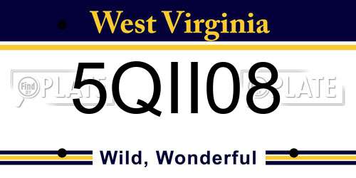 5QII08 West Virginia License Plate