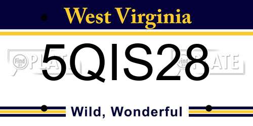 5QIS28 West Virginia License Plate
