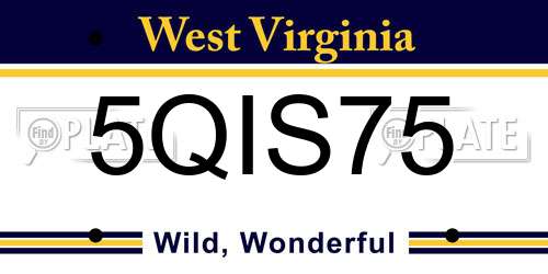 5QIS75 West Virginia License Plate