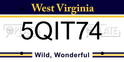5QIT74 West Virginia License Plate