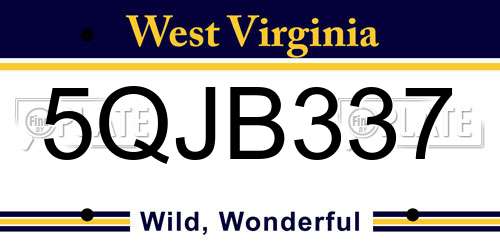 5QJB337 West Virginia License Plate