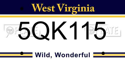 5QK115 West Virginia License Plate