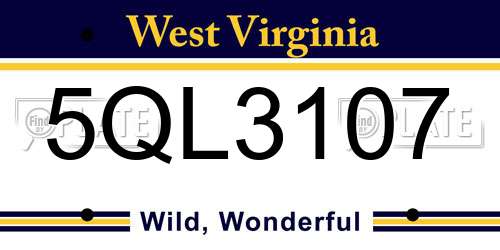 5QL3107 West Virginia License Plate