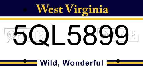 5QL5899 West Virginia License Plate