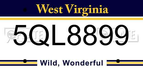 5QL8899 West Virginia License Plate