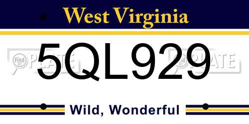 5QL929 West Virginia License Plate