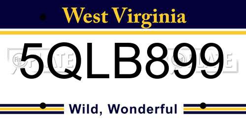 5QLB899 West Virginia License Plate
