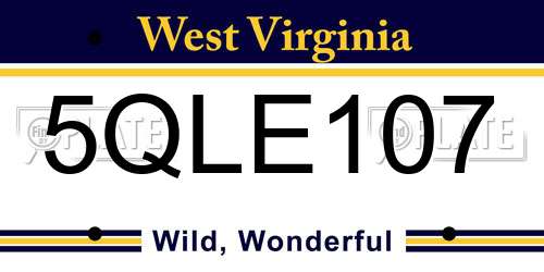 5QLE107 West Virginia License Plate
