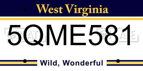 5QME581 West Virginia License Plate