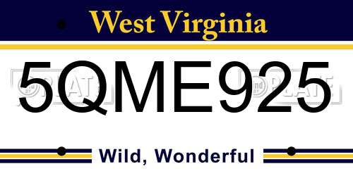 5QME925 West Virginia License Plate